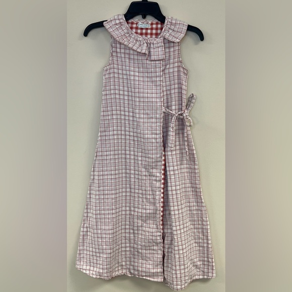 The Sunday Collective Girls Wrap Gingham Cotton Dress - Picture 1 of 7